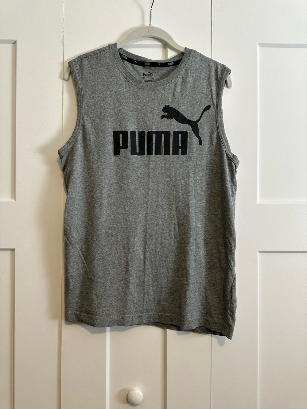 Puma Gray Muscle Tee with Black Logo Print